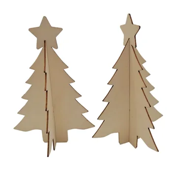 Коледна украса за дървена маса, изрезки от дърво във формата на елхи, Коледна елха за коледа е празник, декор на сватбени партита.