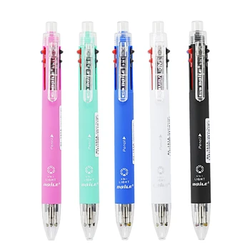 1 брой Многофункционален химикалки 6 в 1 с химикалка 0,7 мм 5 цвята за зареждане с гориво и набор от механични карандашных грифелей 0,5 мм Многоцветен дръжка