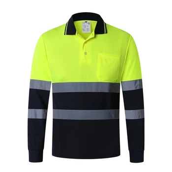 Мъжки светоотражающая защитна тениска с висока видимост, Бързосъхнеща работни дрехи с дълъг ръкав, защитно работно облекло за работа на открито строителството.