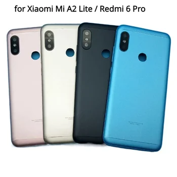 За Xiaomi Mi A2 Lite/Redmi 6 Pro Задната част на кутията на батерията Заден корпус Метална врата на Притежателя на тавата за картички Резервни части за ремонт, с обектив