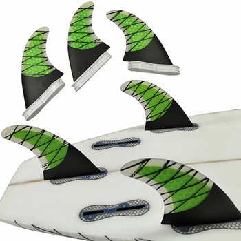 UPSURF FCS 2 Перка Далавераджия M Tri Fins Зелени Мобилни Перки за дъски за сърф, изработени от въглеродни стъклопласт, Двойни первази 2 Основни Перки за сърфиране Quilhas G5