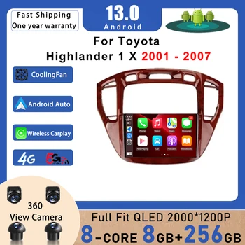 за Toyota Highlander 1 X 2001-2007 Авто радио, мултимедиен плеър с Android 13, GPS навигация, безжичен Carplay WIFI, 9-инчов екран