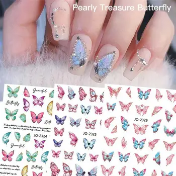 Цветни стикери за нокти под формата на пеперуди, Самозалепващи Переводные черни етикети, Sticky за нокти, Креативен Маникюр